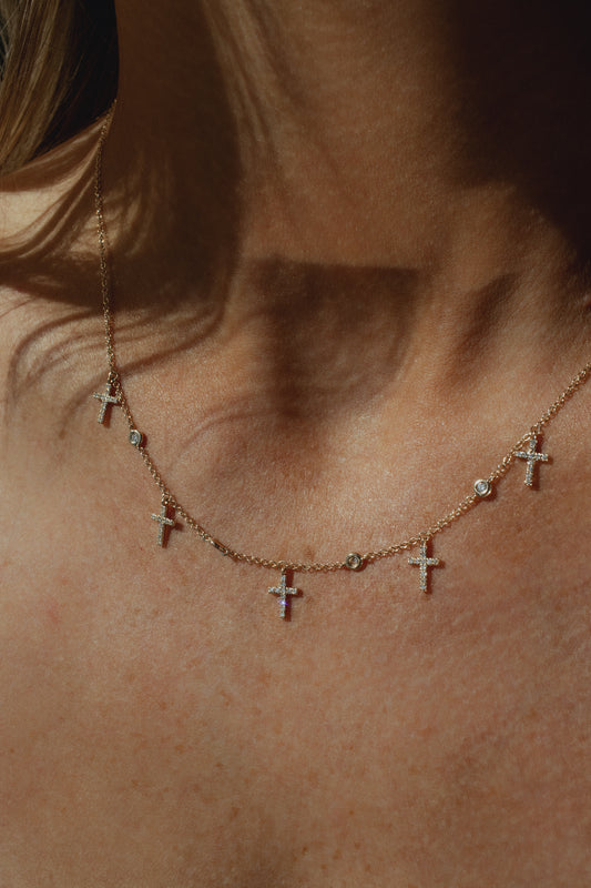 Five cross chain necklace