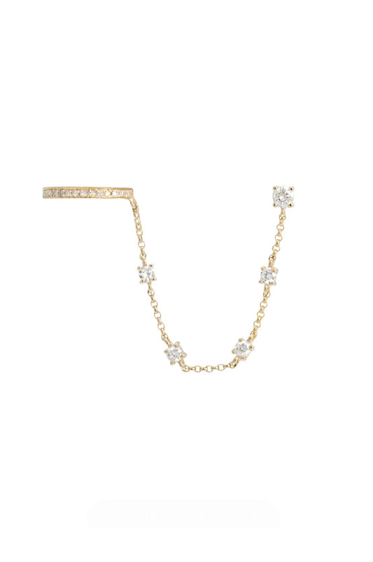 Diamond Stud with Diamond Chain & Cuff