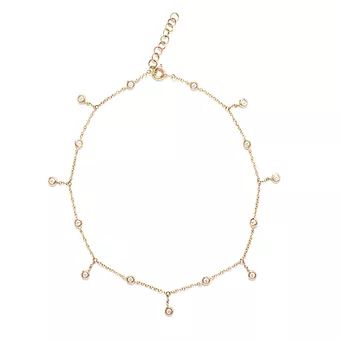 Diamond Bezel Dangly Anklet Chain