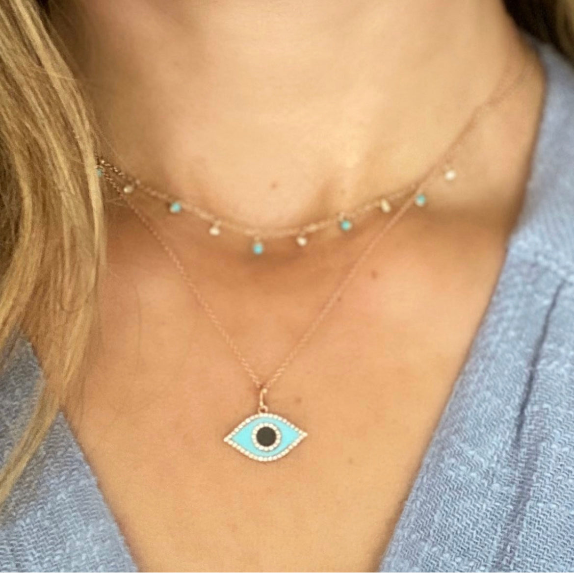 Turquoise Diamond Evil Eye