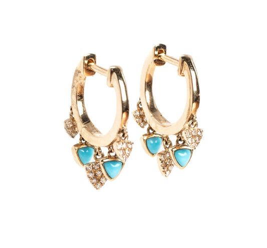 Turquoise & Diamonds Shaker Huggies