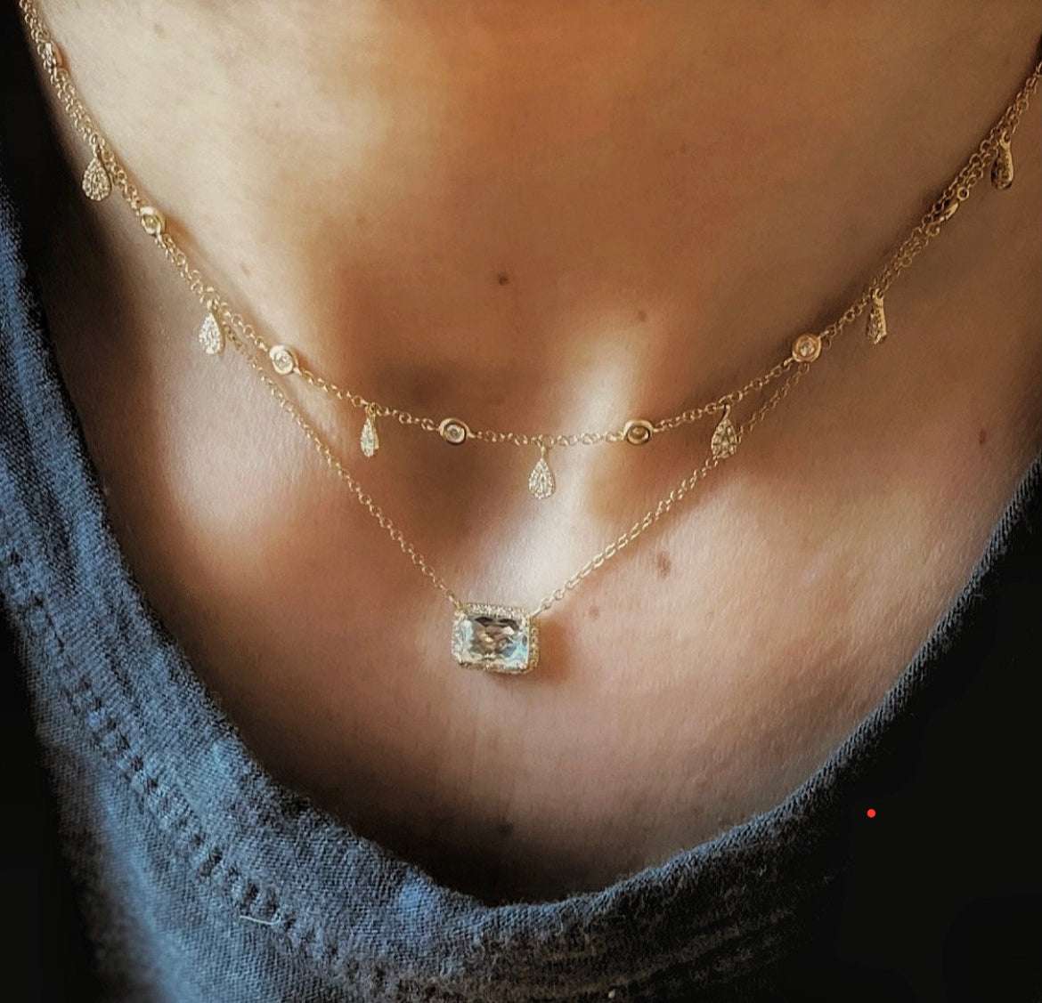 White Topaz and Diamonds Necklace