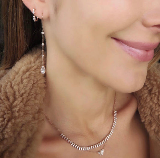 White Topaz & Diamond Chain Threader