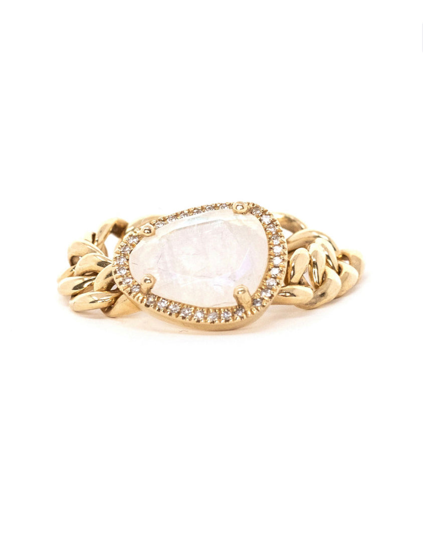 Moonstone and Diamonds Ring- Size 7