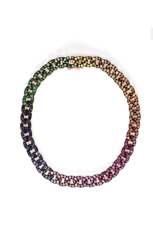 Rainbow Pave Link Bracelet