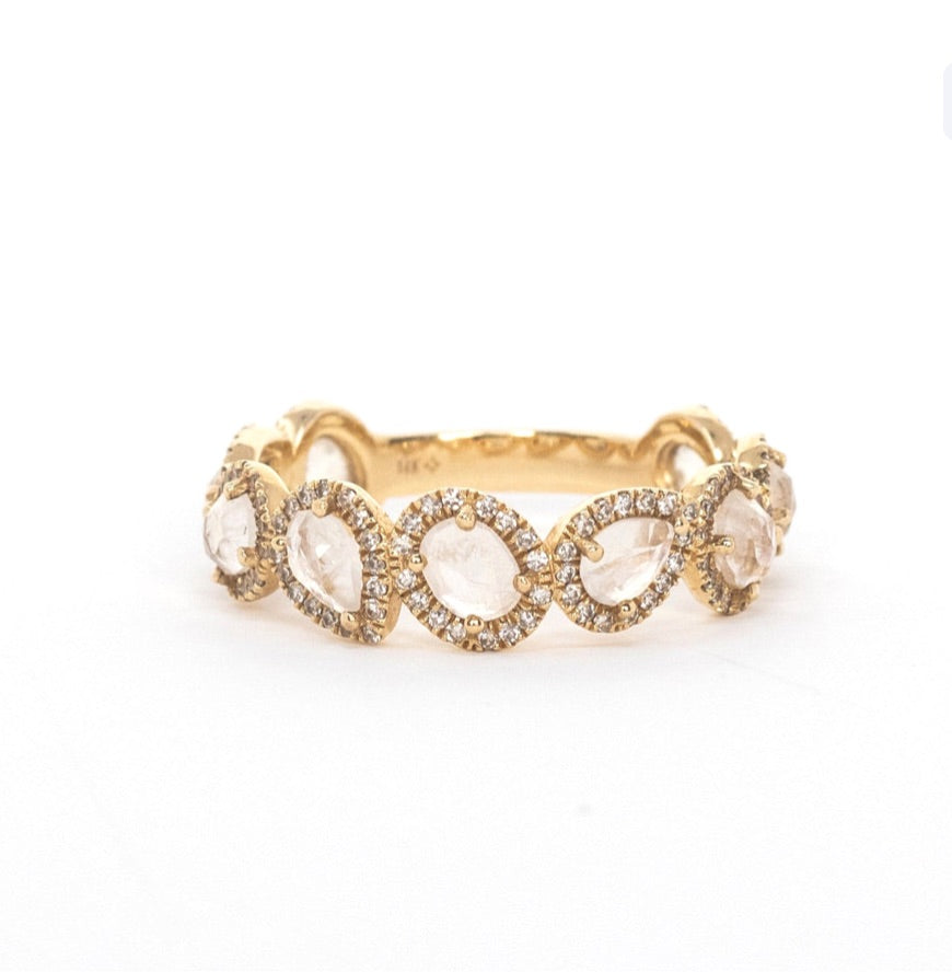 Moonstones and Diamonds Ring