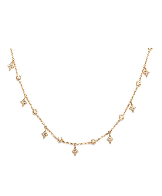 Gold and Diamond Dangling Necklace