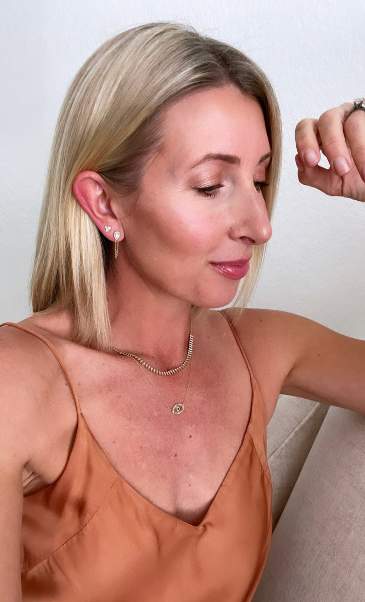 Pear Halo White Topaz Chain Earrings