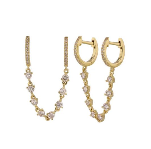 Double Huggies with Diamond Chain