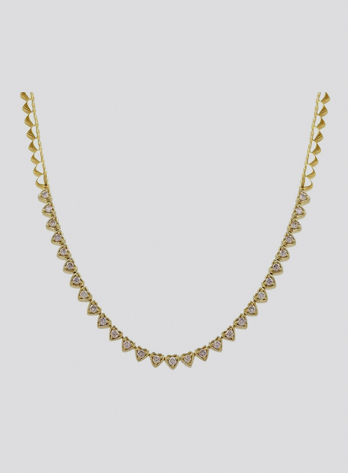 Heart Shaped Halfway Diamond Tennis Necklace