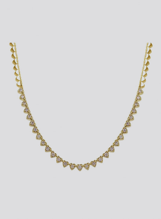 Heart Shaped Halfway Diamond Tennis Necklace