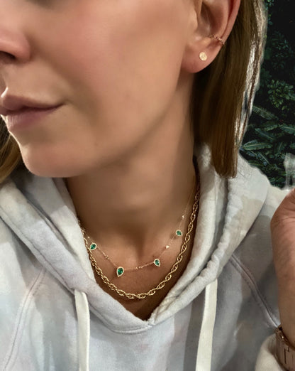 Emerald & Diamond Teardrop Necklace
