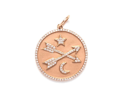 Rose Gold Star Moon and Arrows Pendant