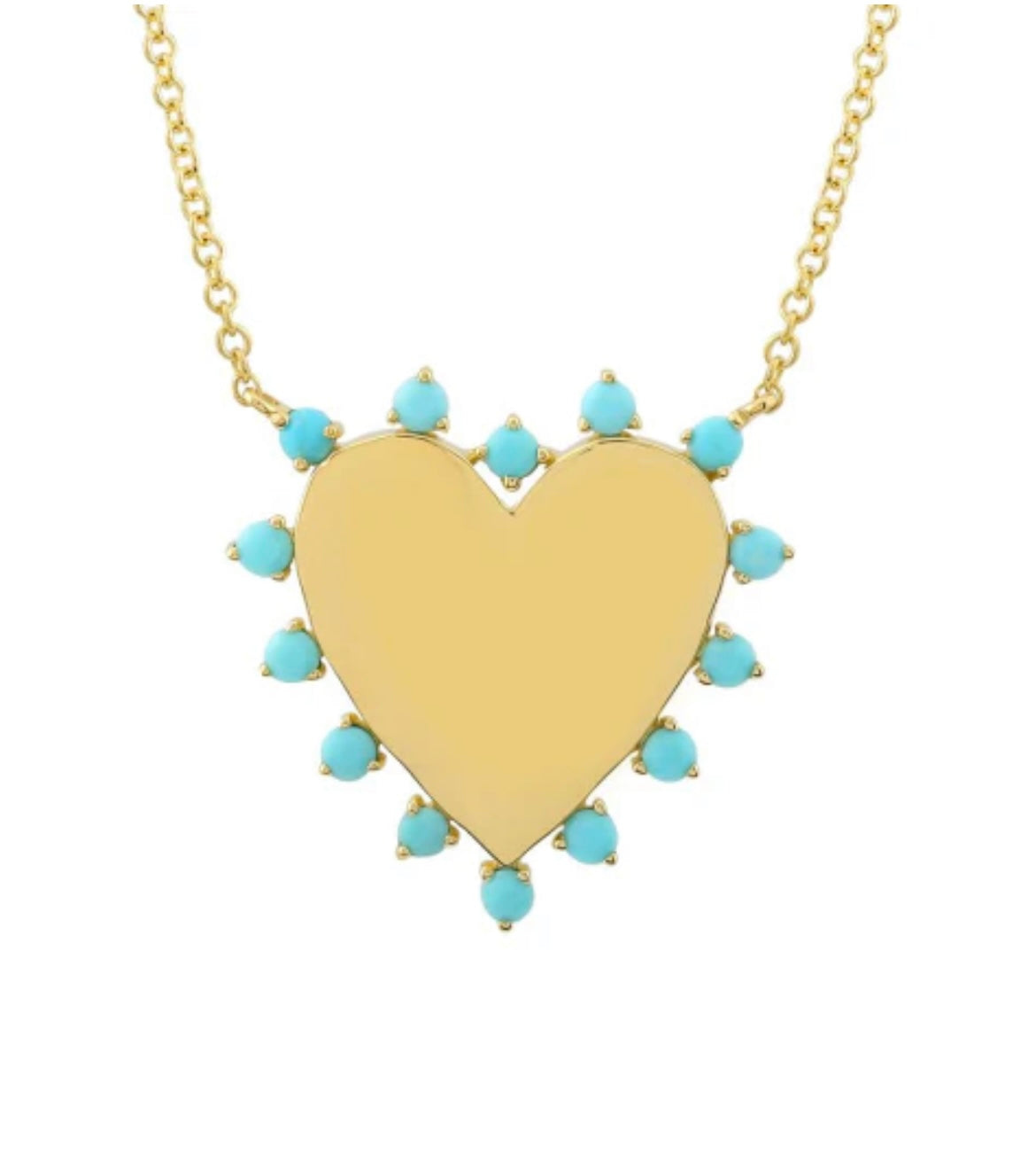 Gold Heart Surrounded by Turquoise