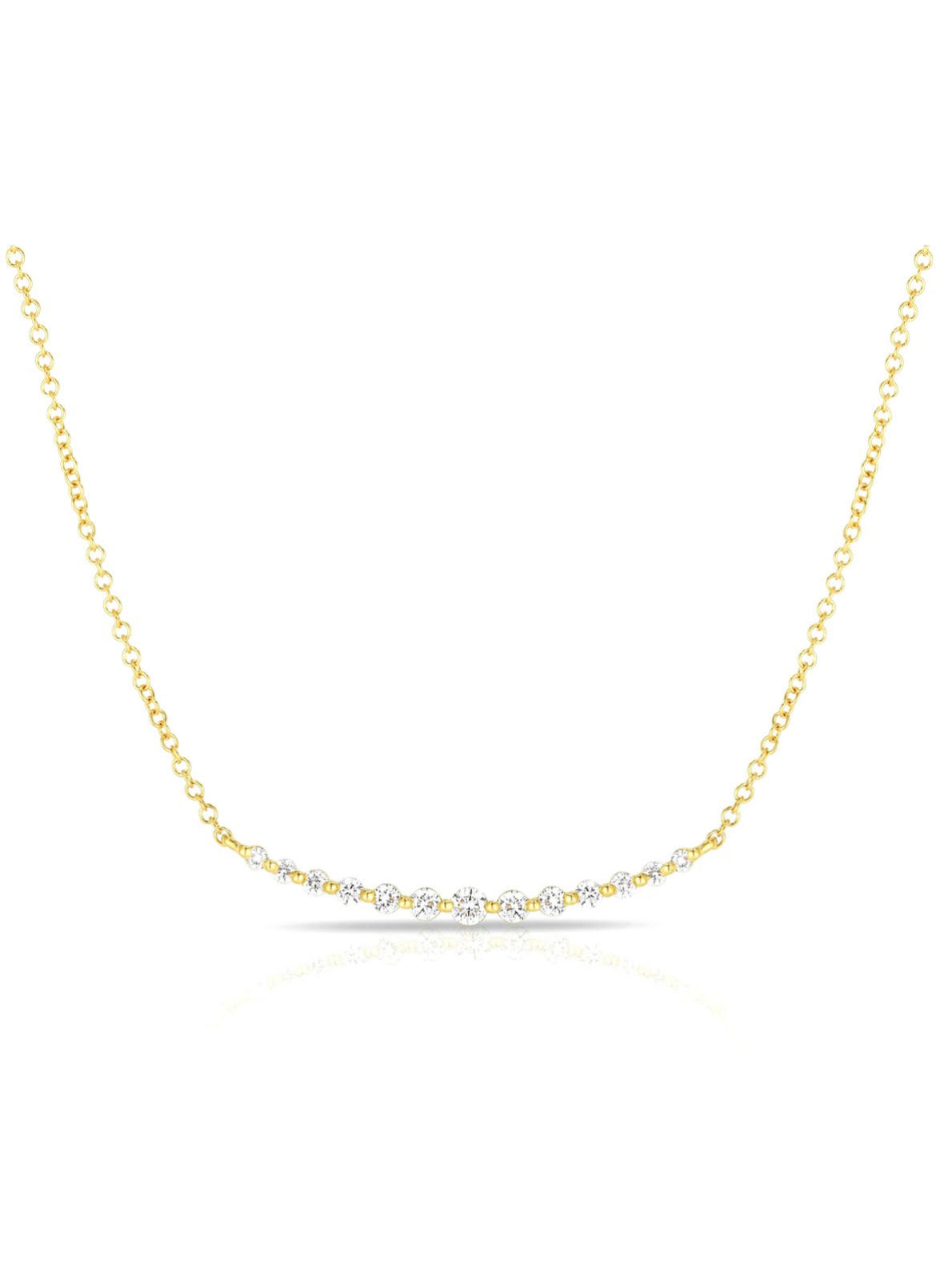 Curved Diamond Prong Necklace
