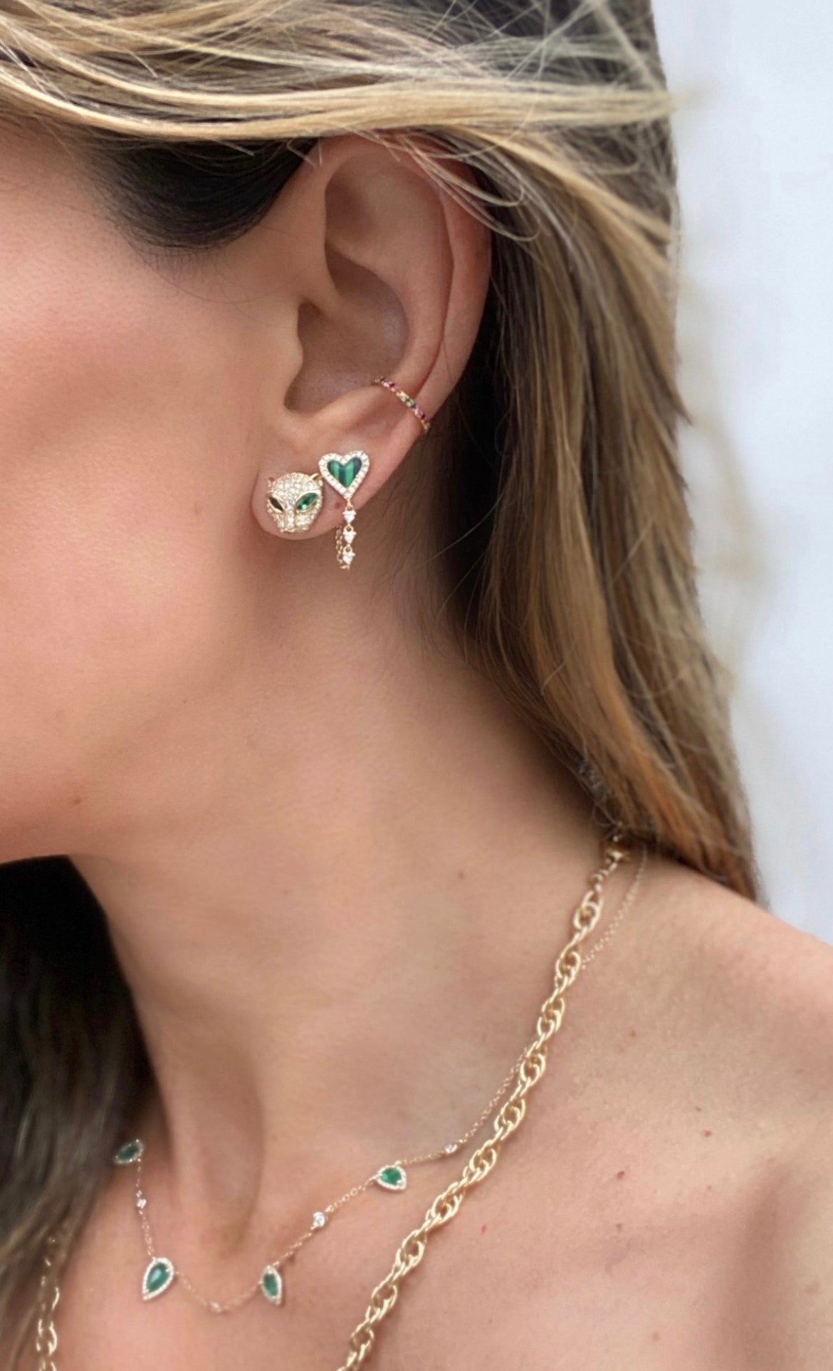 Emerald & Diamond Teardrop Necklace