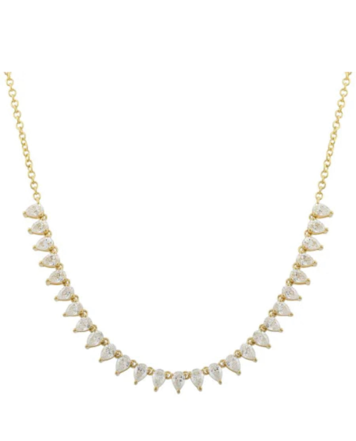 3 Prong Pear Shaped Diamond Necklace