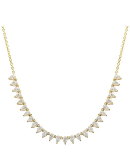 3 Prong Pear Shaped Diamond Necklace